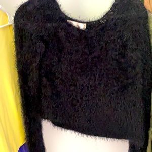 Fluffy black long sleeve top